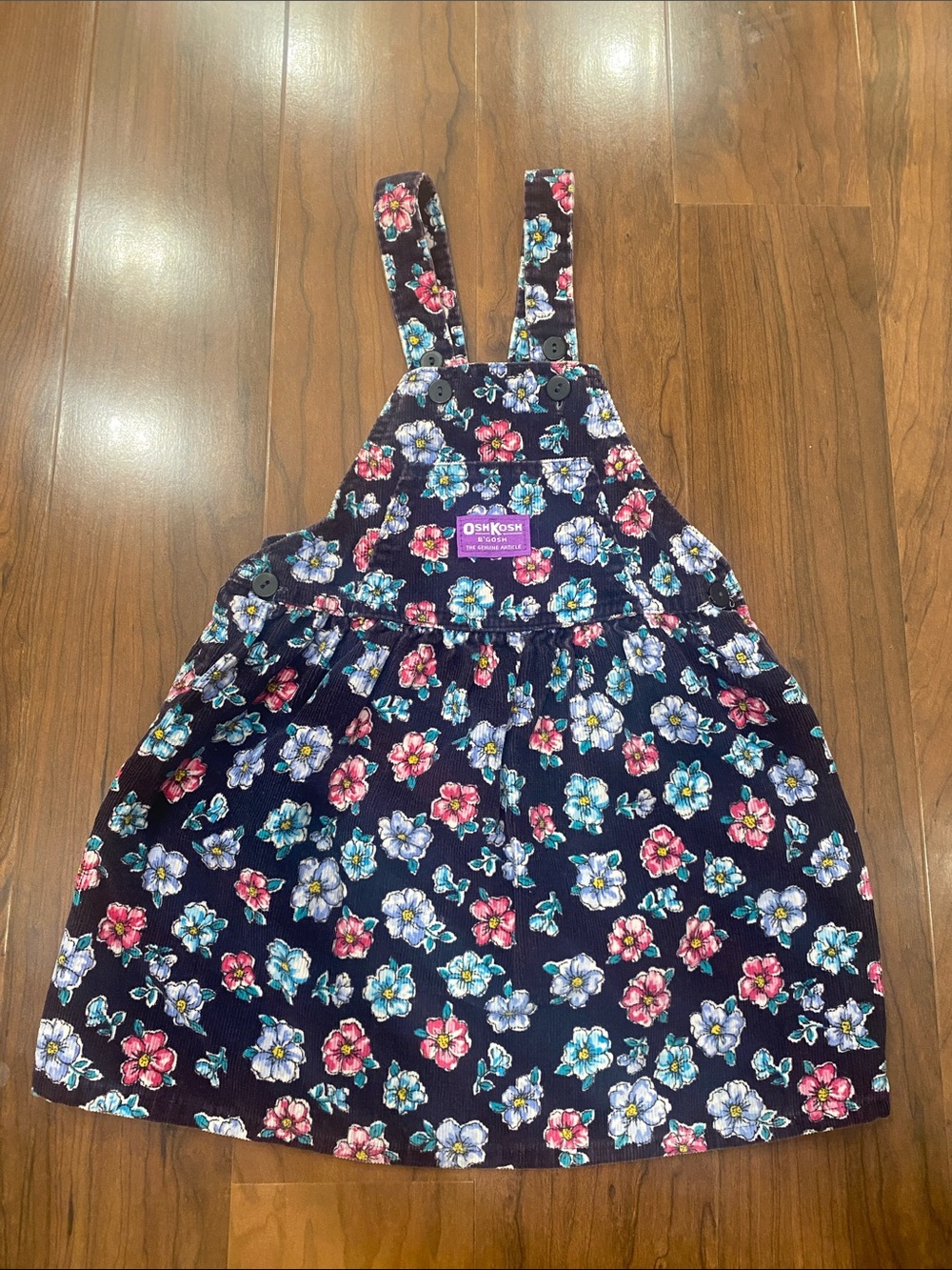 Vintage Oshkosh B’gosh Vestbak Floral Corduroy Overall Dress